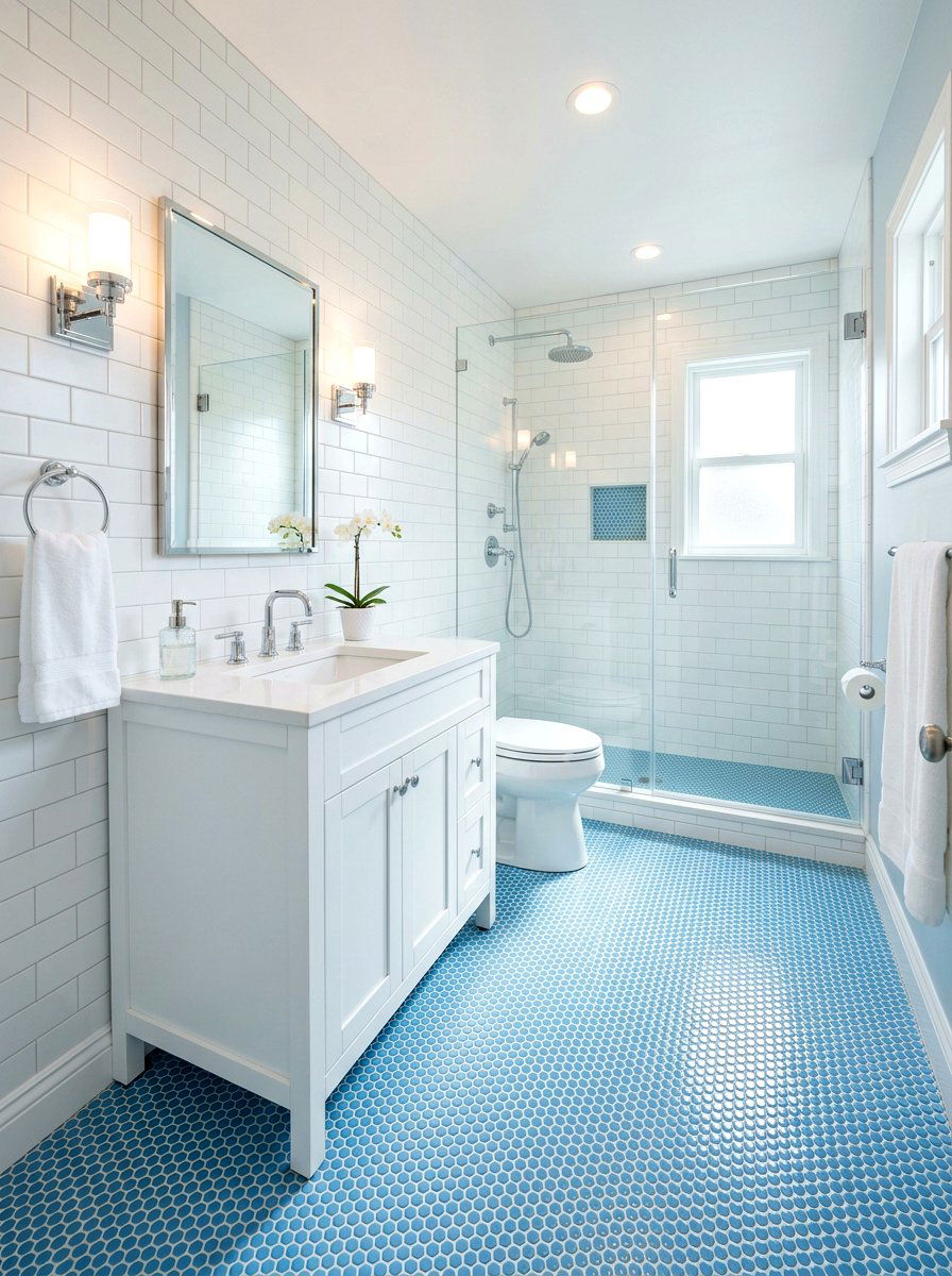 Powder Blue Bathroom Penny Tile - 30 powder blue bathroom ideas