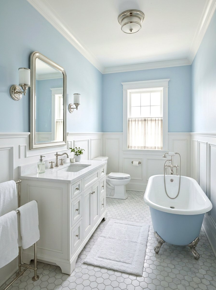 Powder Blue Bathroom Wainscoting - 30 powder blue bathroom ideas