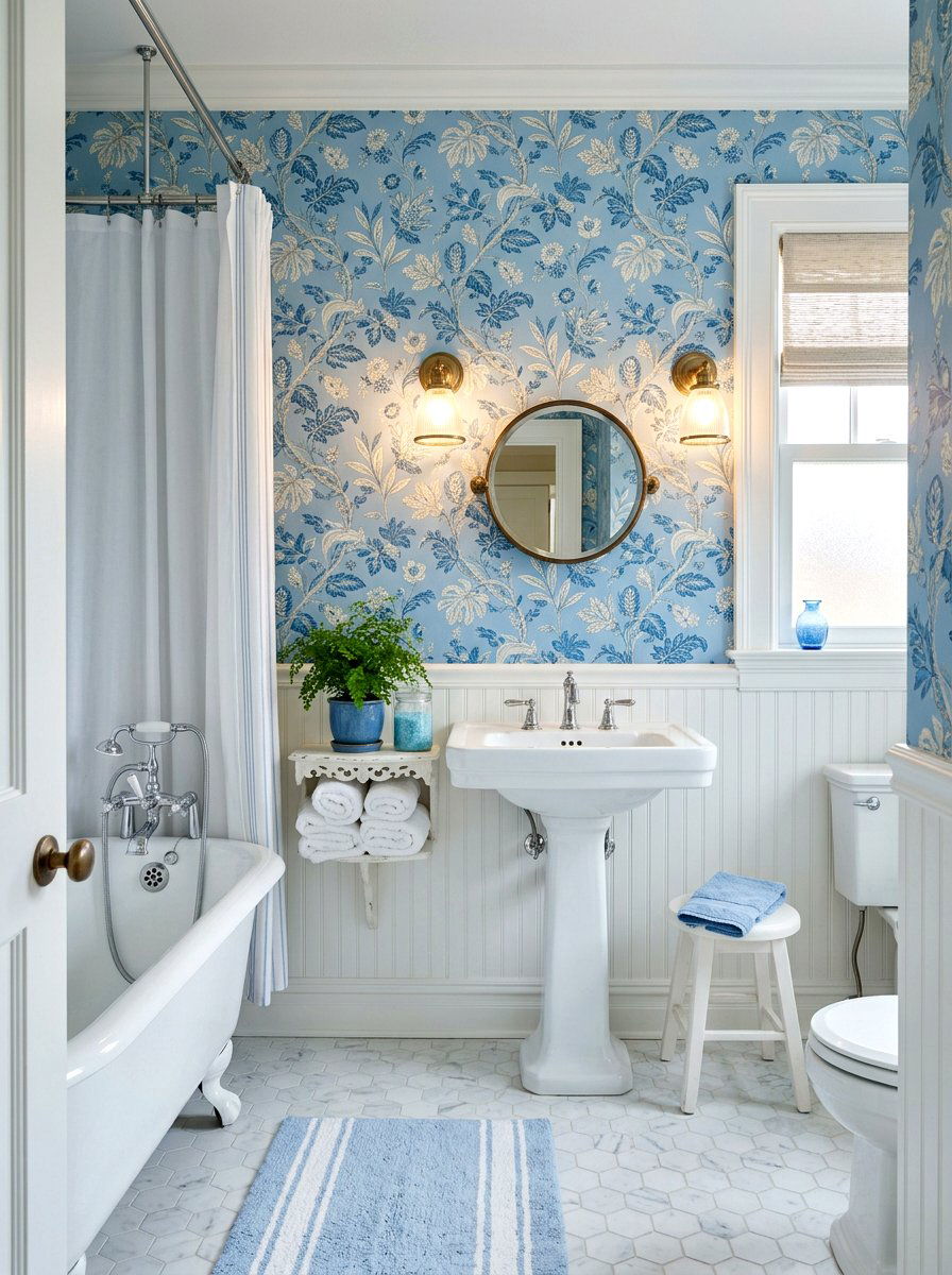 Powder Blue Bathroom Wallpaper - 30 powder blue bathroom ideas