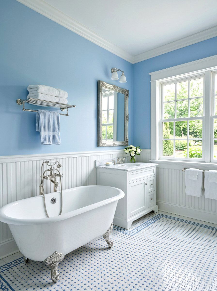 Powder Blue Painted Walls - 30 blue bathroom ideas