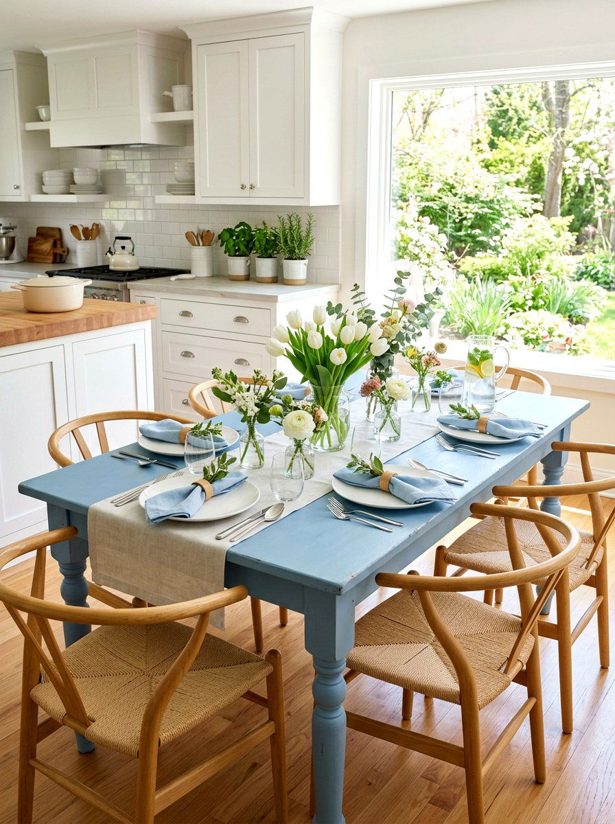 Powder Blue Spring Table - 30 blue and white table decor ideas
