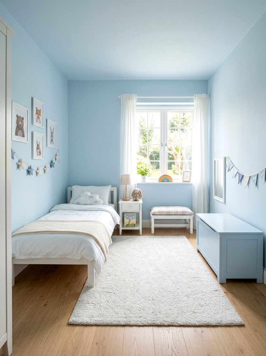 Powder Blue Toddler Bedroom - 30 color drenched kids room ideas