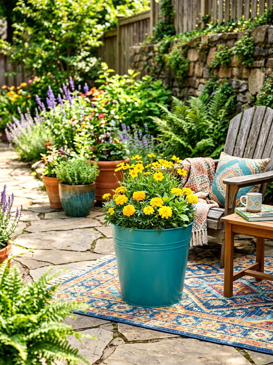 Powder Coated Colorful Metal Planter - 30 metal planter ideas