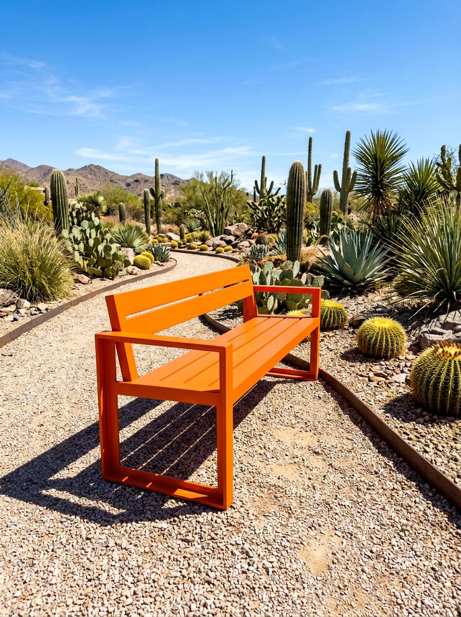 Powder Coated Steel Bench - 30 modern outdoor furniture ideas