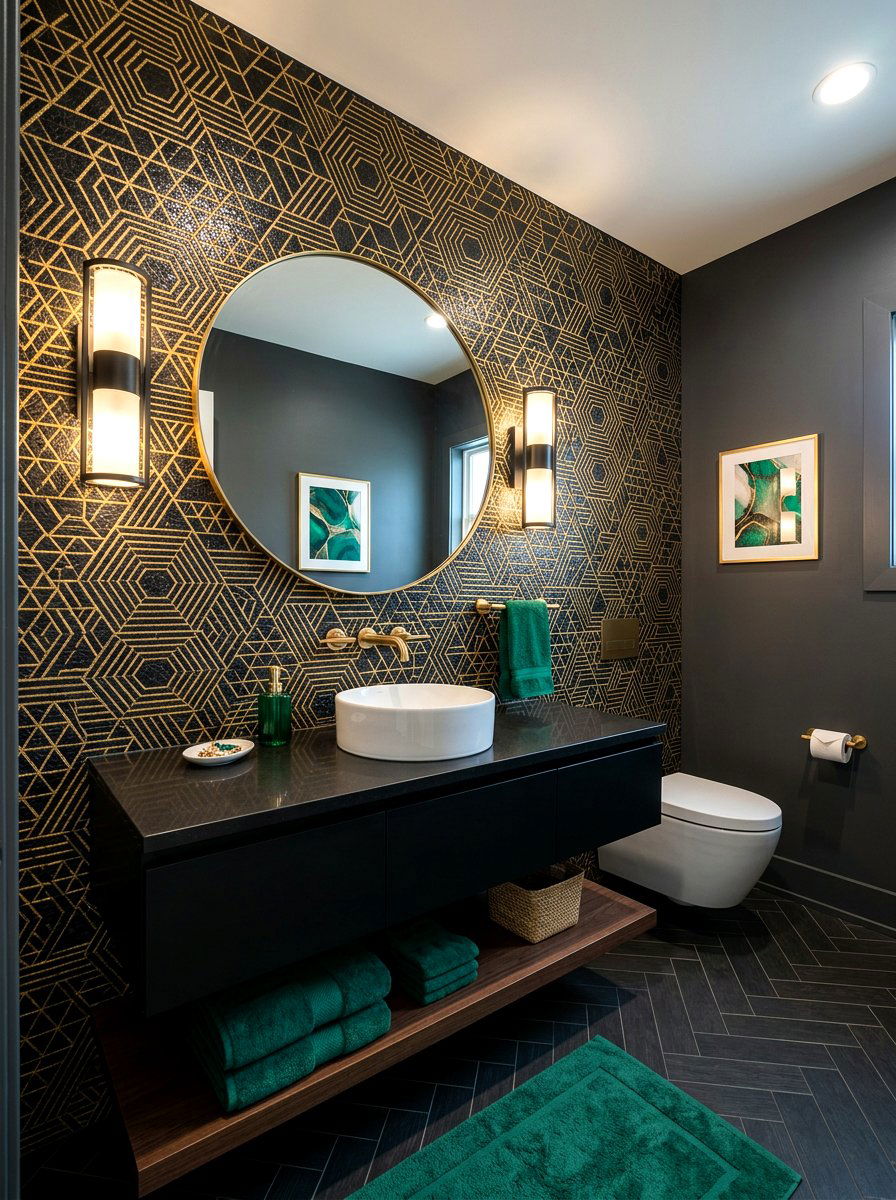 Powder Room Accent Wall - 30 peel and stick tile ideas