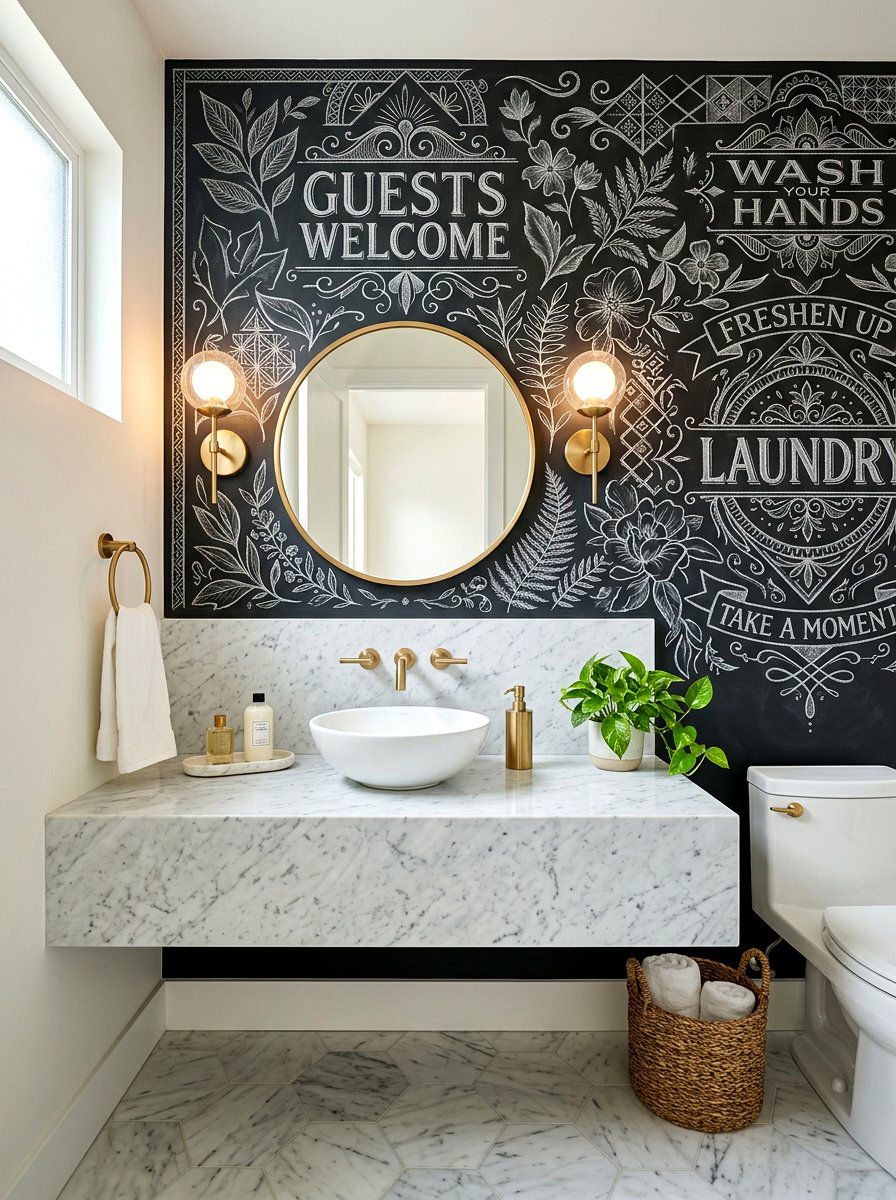 Powder Room Mural - 30 chalkboard wall ideas