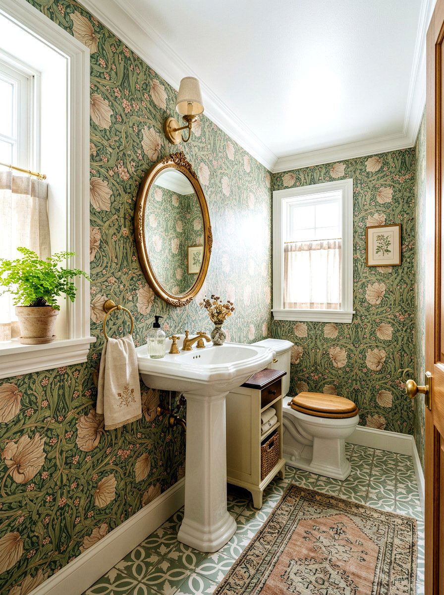 Powder Room Wallpaper - 30 traditional bathroom ideas