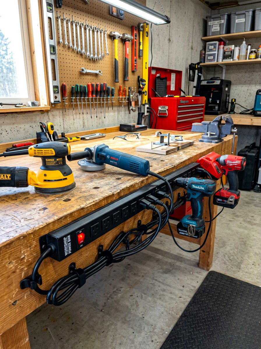 Power Strip Extension - 30 garage workshop ideas