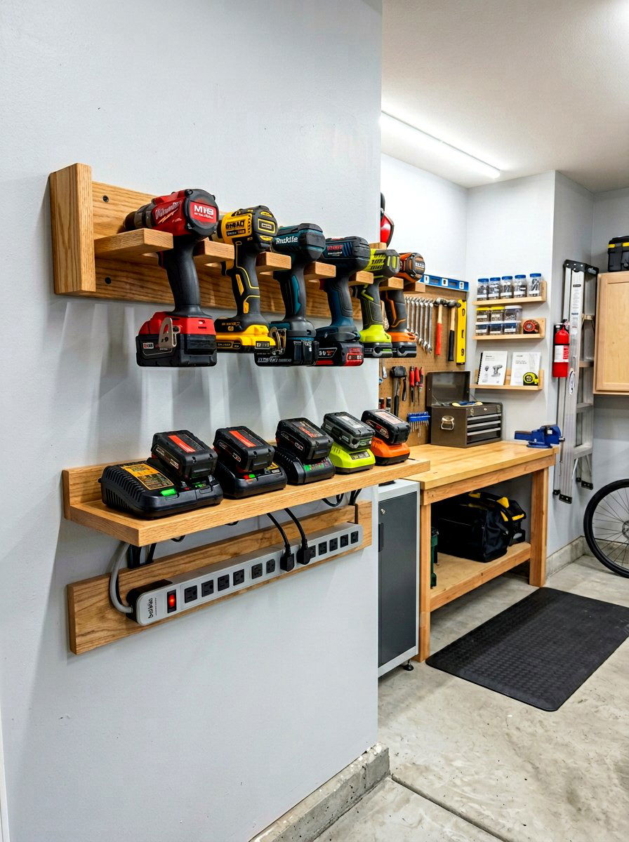 Power Tool Charging Station For Garages - 30 garage organization for small spaces ideas