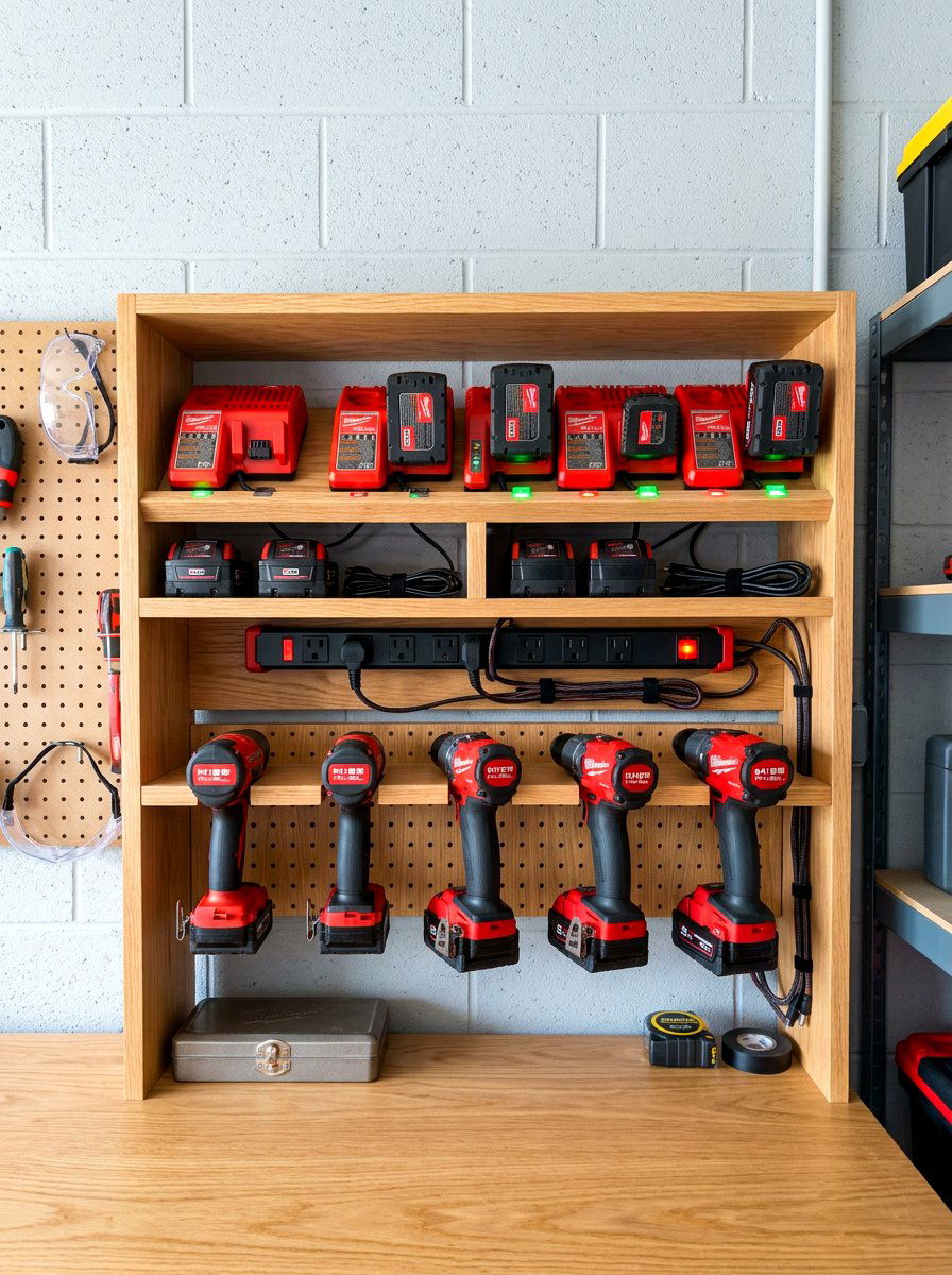 Power tool charging station - 30 garage wall storage ideas