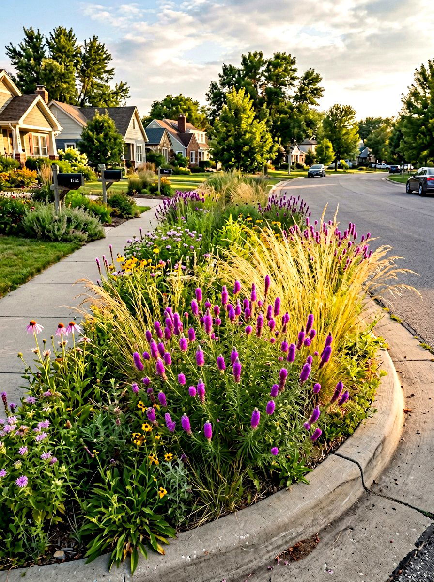 Prairie style curbside garden - 30 curbside planting strip ideas