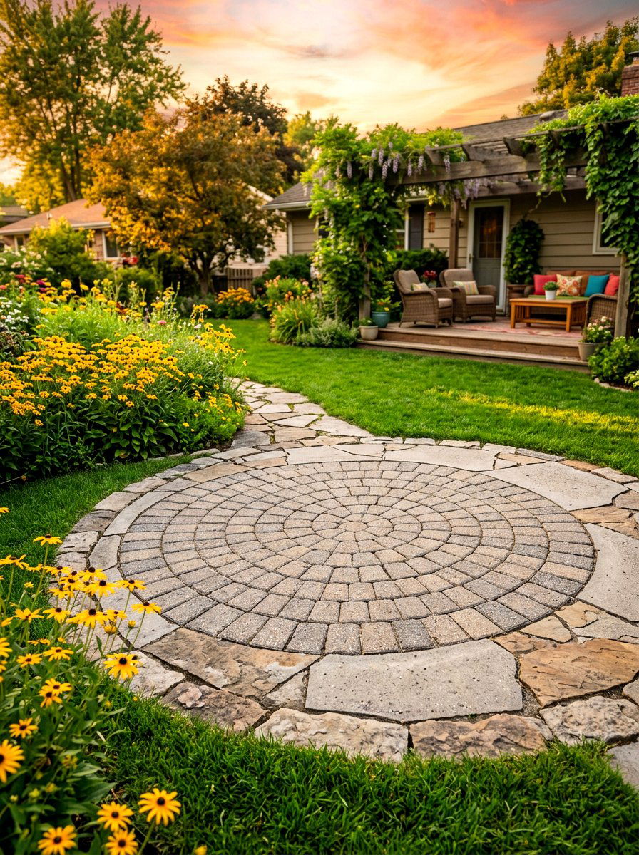 Precast Circular Paver - 30 stepping pad lawn ideas