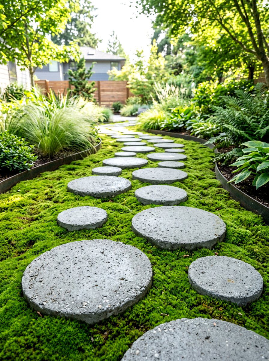 Precast Concrete Rounds - 30 side yard walkway ideas