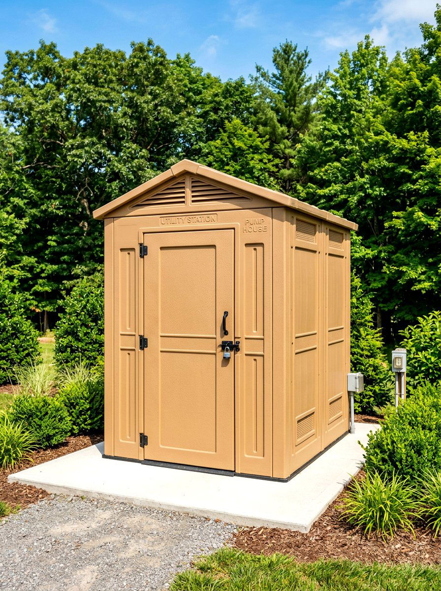 Prefabricated plastic pump house - 30 pool equipment enclosure ideas