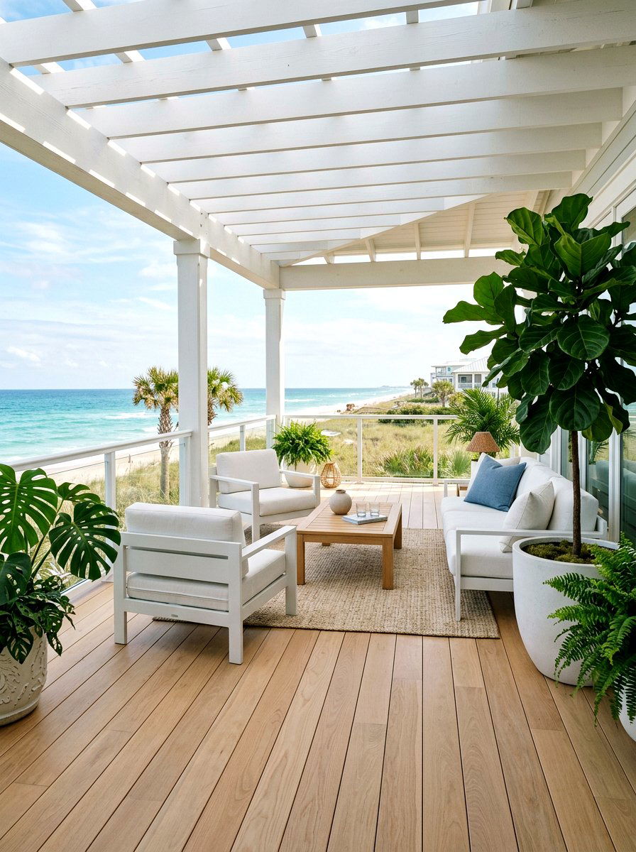 Premium White Oak Decking Design - 30 luxury front porch styling ideas
