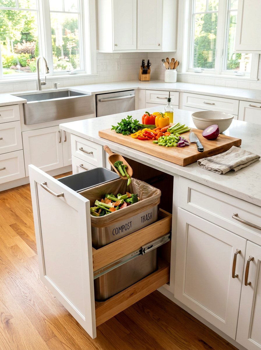 Prep Station Trash Drawer - 30 kitchen trash pull out ideas