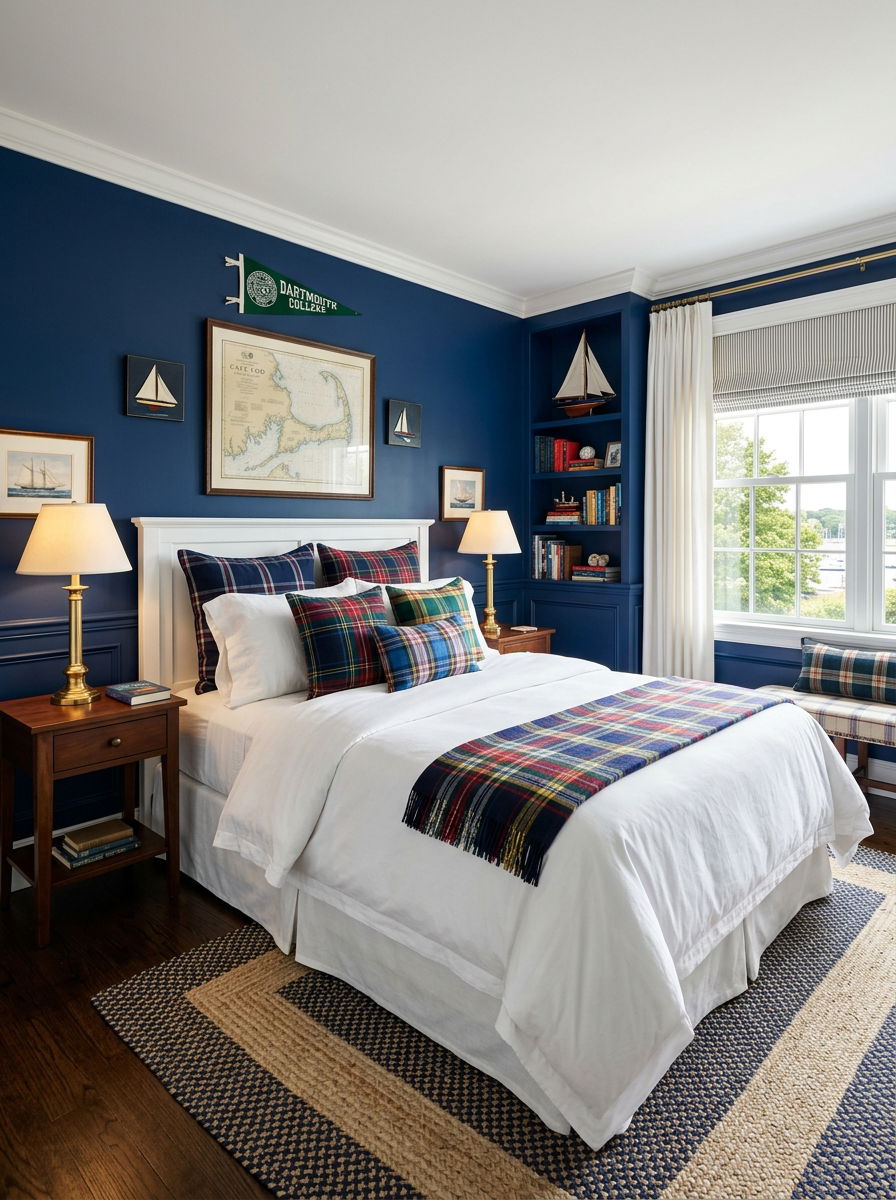 Preppy plaid pillows - 30 plaid bedroom ideas