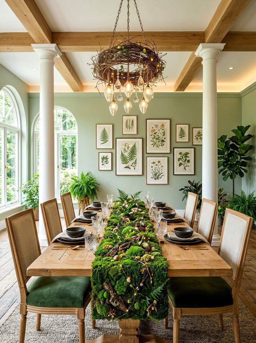 Preserved Green Moss - 30 candle table runner ideas