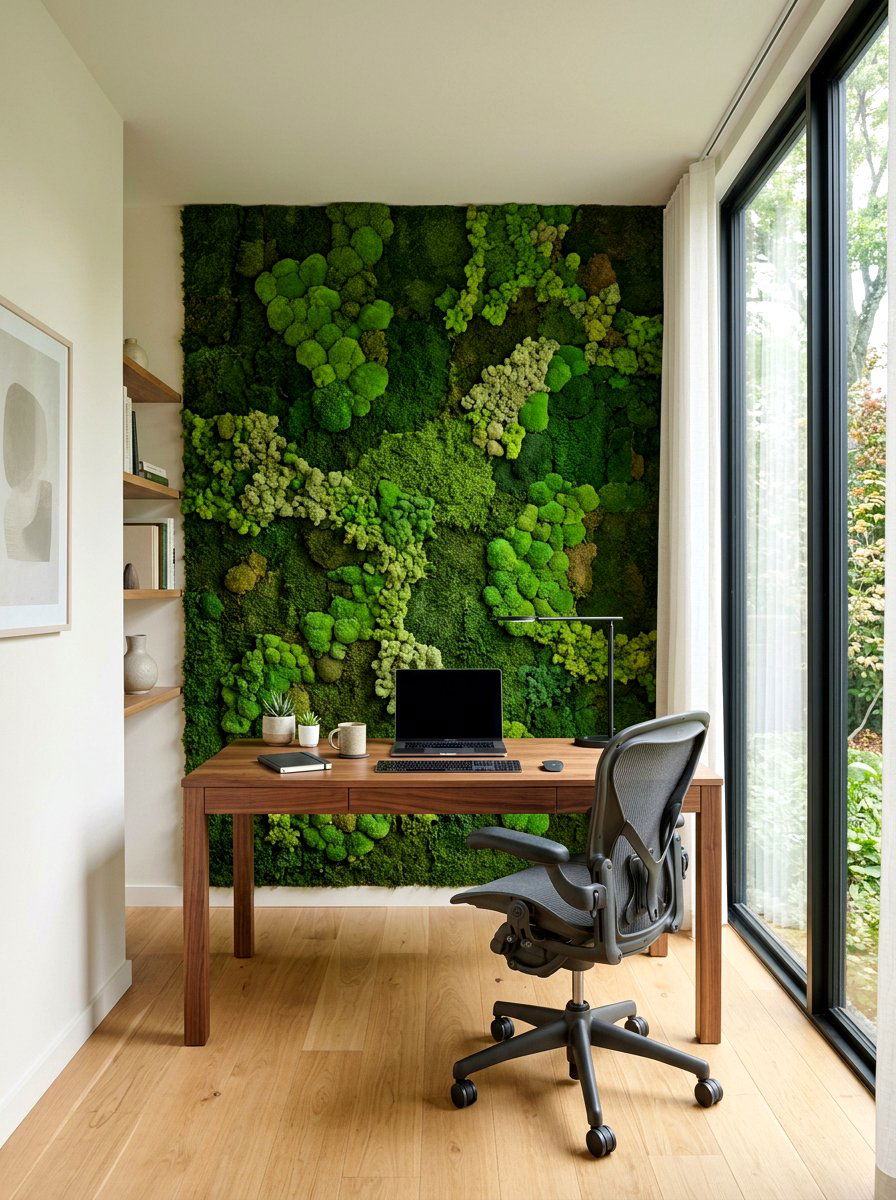 Preserved Moss Wall - 30 green wall ideas