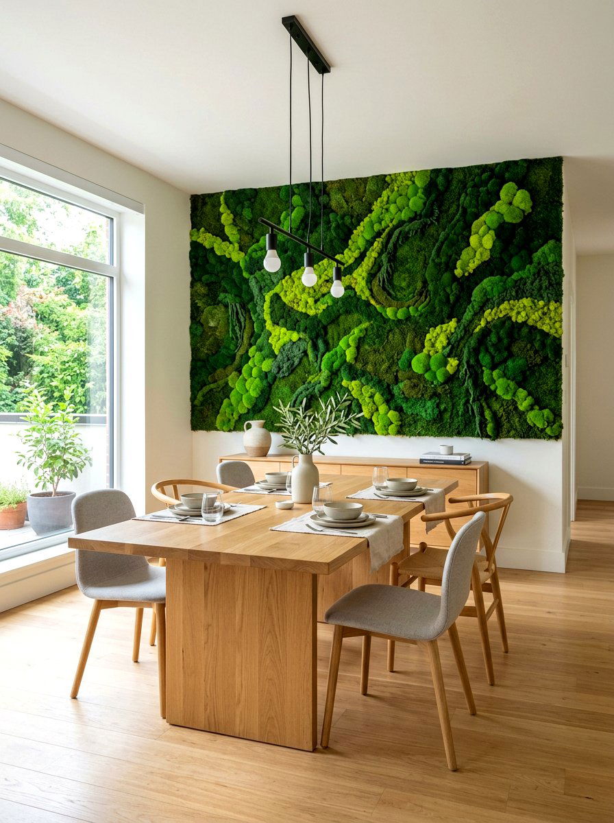 Preserved moss wall art - 30 indoor plant wall ideas