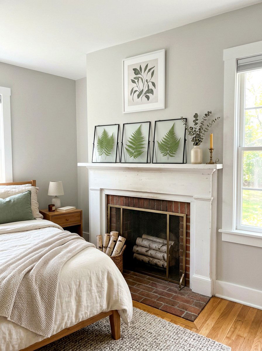 Pressed Fern Frame - 30 vintage mantel styling ideas