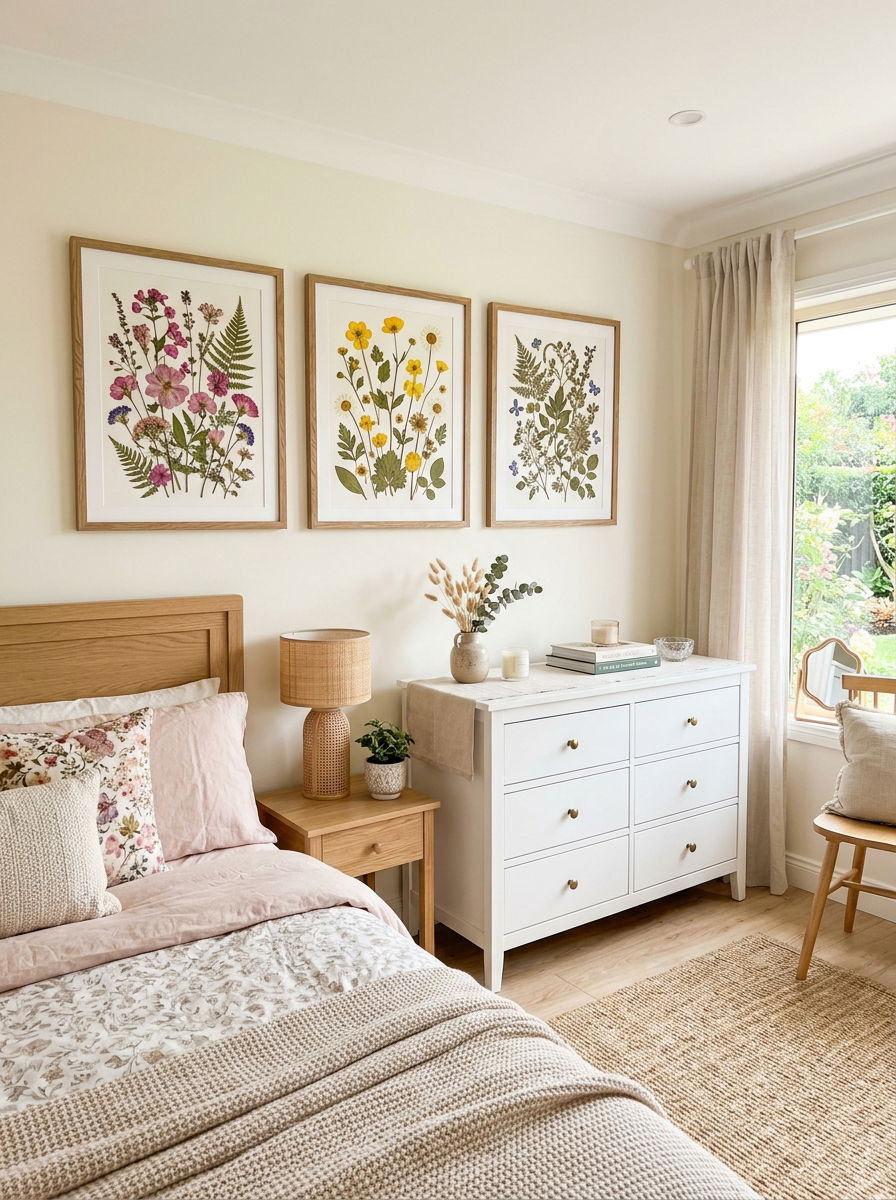 Pressed Flower Art Bedroom - 30 heirloom bedroom decor ideas