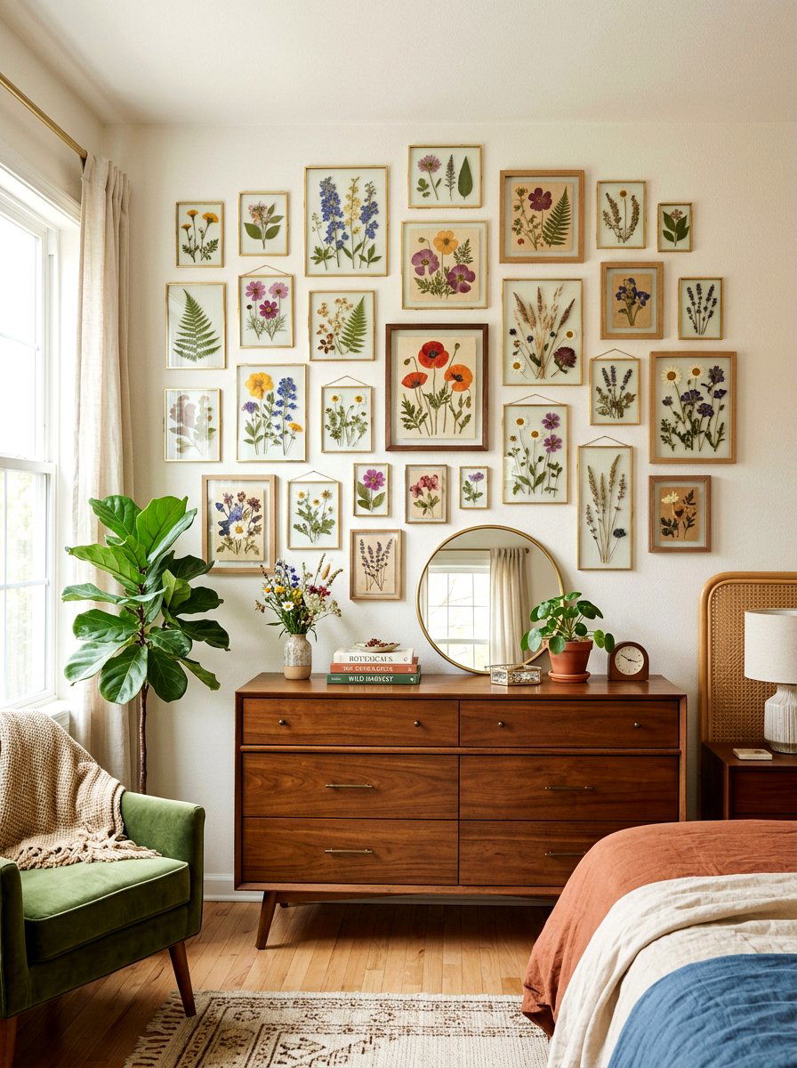Pressed Flower Frame - 30 flower market bedroom ideas