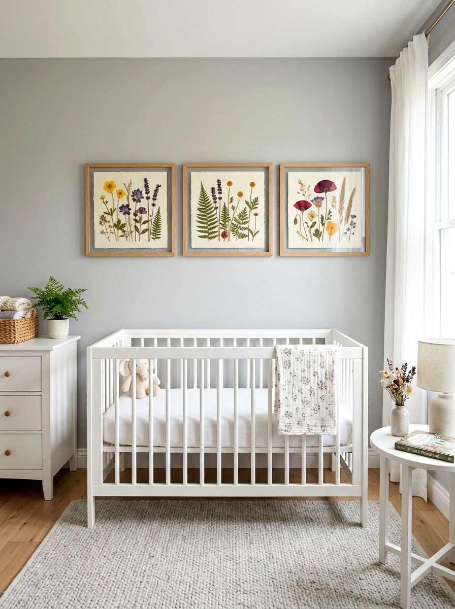 Pressed Flower Frame - 30 soft heirloom nursery ideas