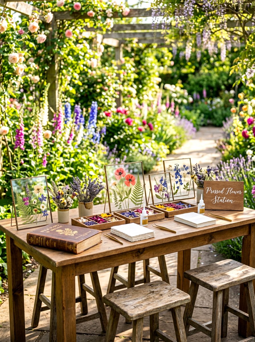 Pressed Flower Station - 30 garden tea party decor ideas