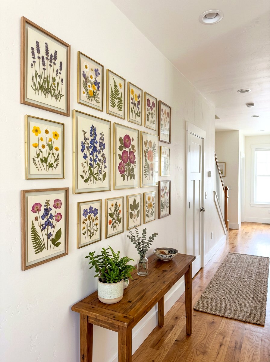 Pressed flower wall decor - 30 garden inspired spring decor ideas