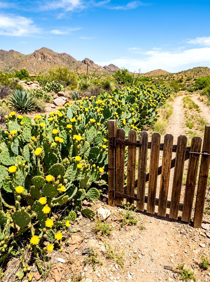 Prickly Pear Fence - 30 cactus garden ideas