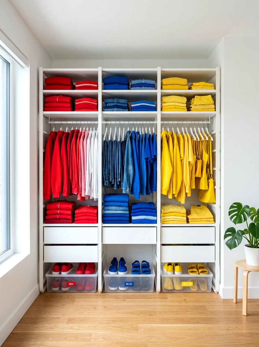 Primary Color Closet - 30 color coordinated closet ideas
