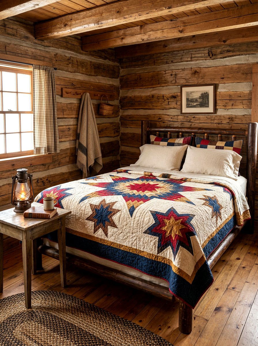 Primitive Quilt Bedding - 30 antique bedroom decor ideas