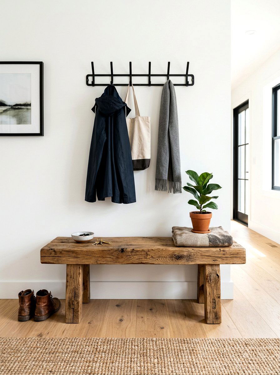 Primitive Wood Bench - 30 newstalgia home decor ideas