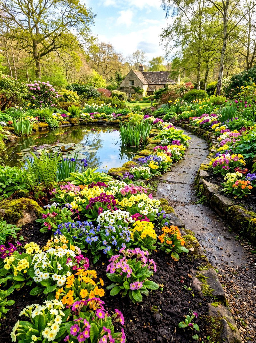 Primrose garden landscape - 30 shade garden ideas