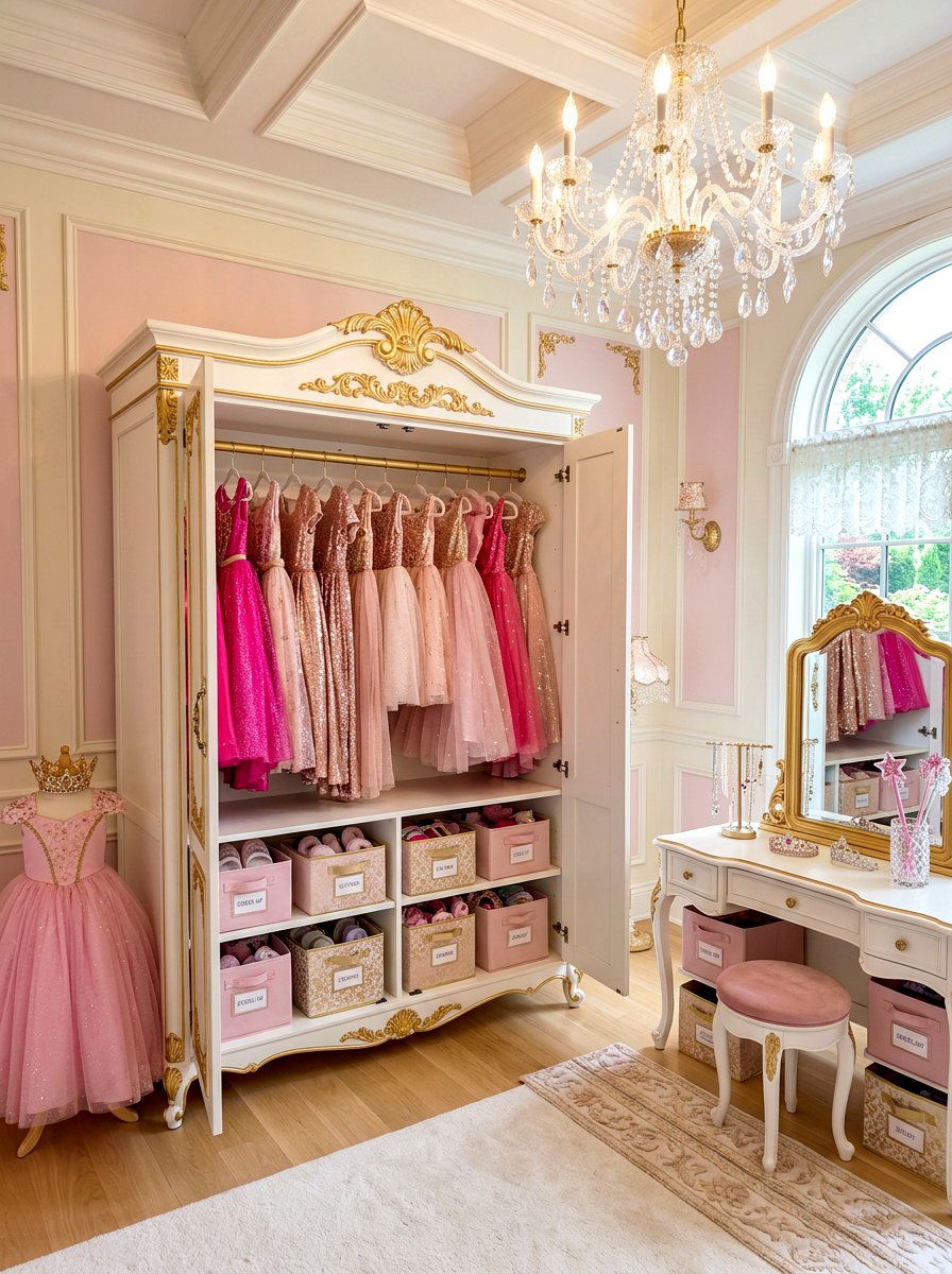 Princess Dress Storage - 30 dress up station ideas
