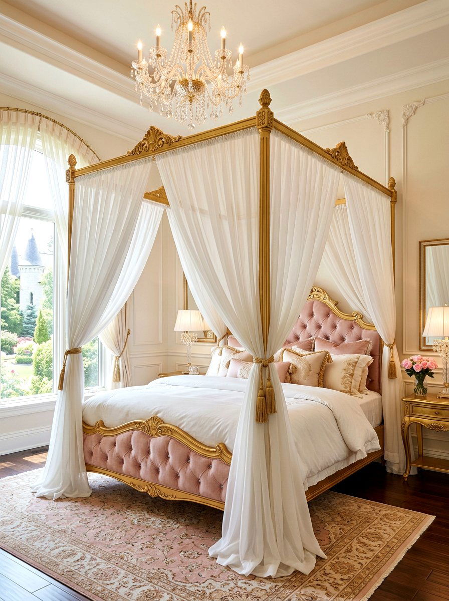 Princess canopy bed - 30 fairytale bedroom aesthetic ideas