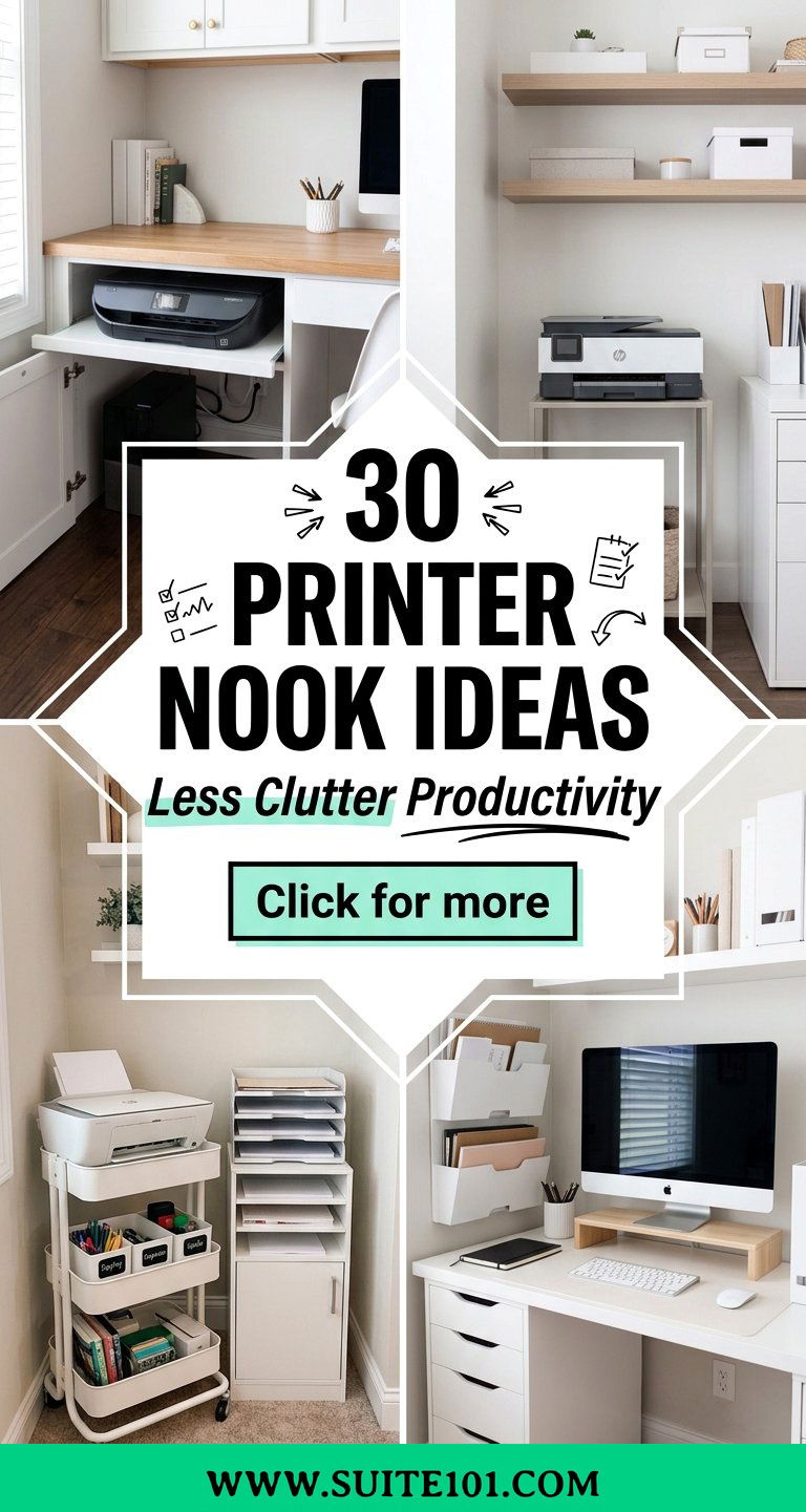 Printer Nook Ideas 30 Home Office Setups for Less Clutter - Printer Nook Ideas: 30 Home Office Setups for Less Clutter