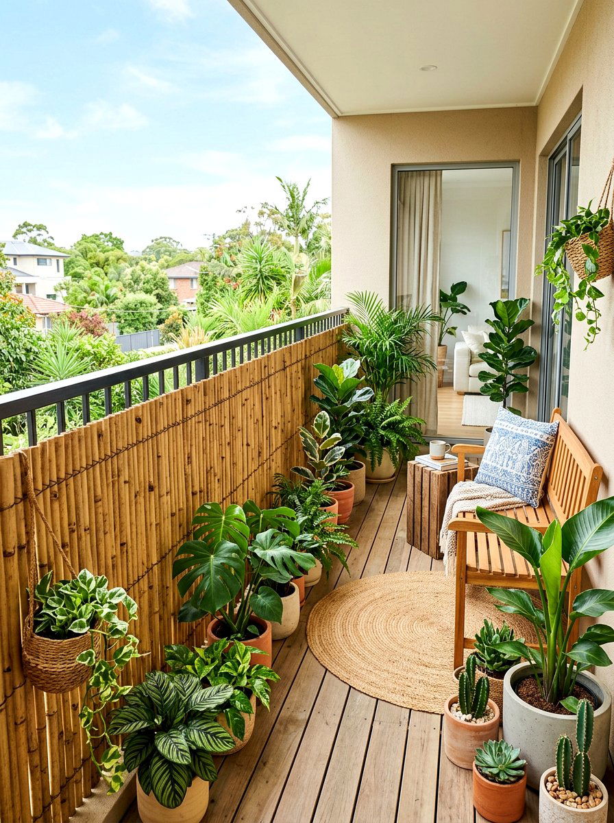 Privacy Bamboo Fence Roll - 30 condo balcony lounge ideas