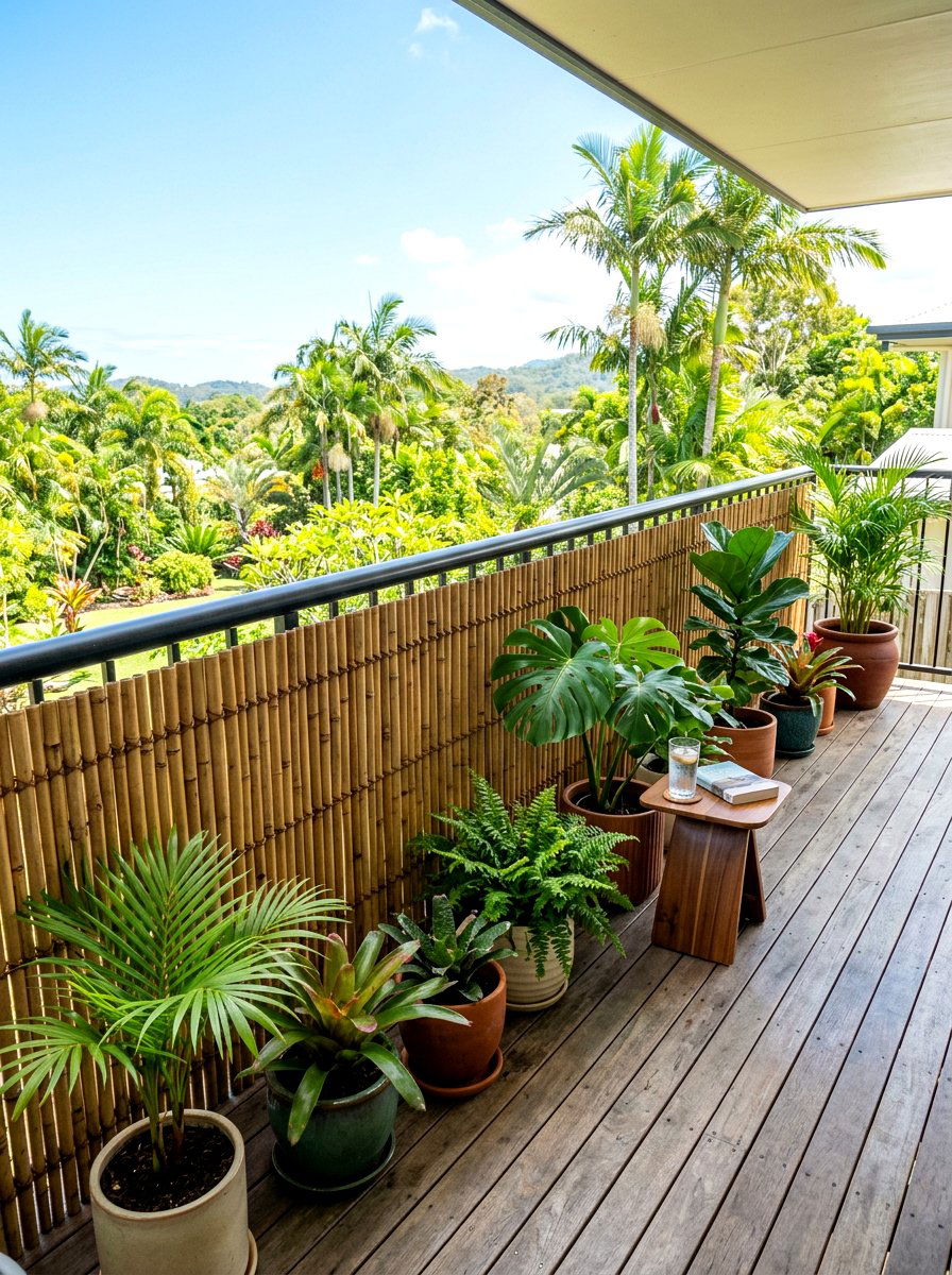 Privacy Bamboo Screen - 30 small apartment balcony garden ideas