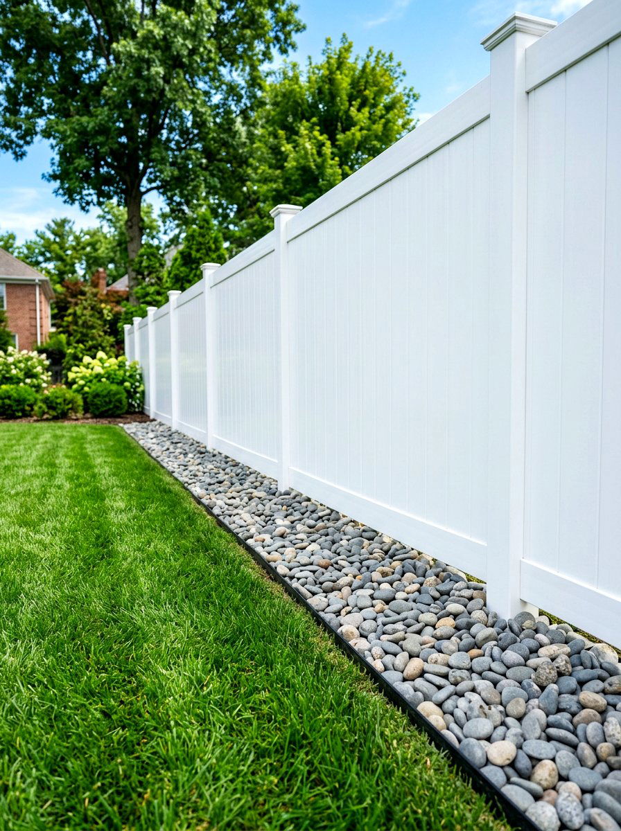 Privacy Fence Base - 30 river rock landscaping ideas