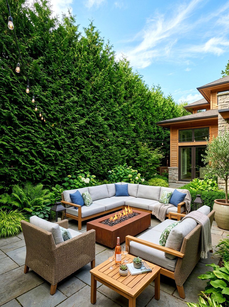 Privacy Greenery Wall - 30 sunset hosting patio ideas