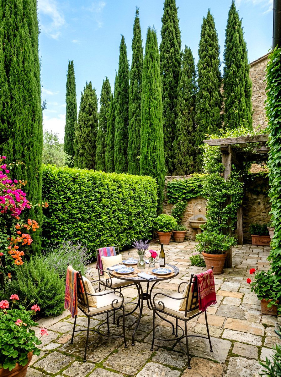 Privacy Hedges And Trees - 30 Mediterranean patio ideas