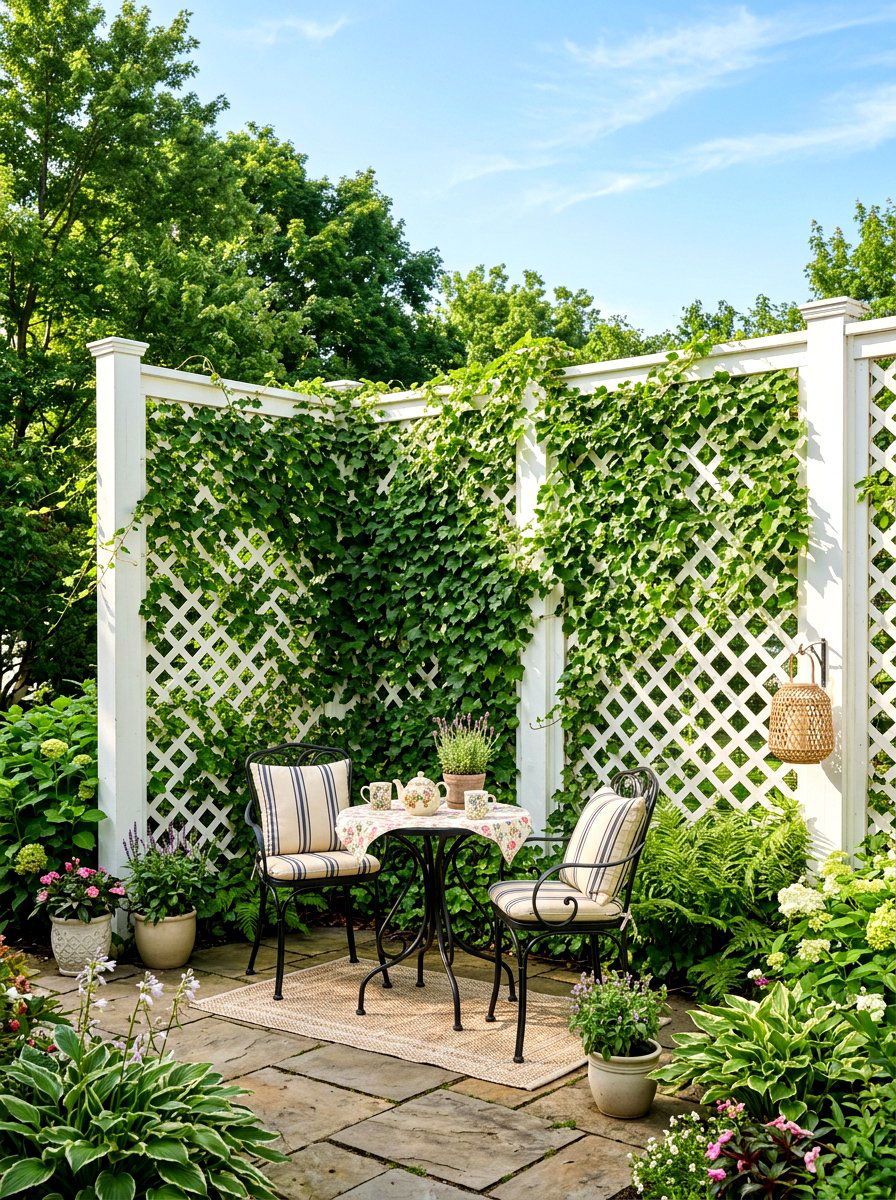 Privacy Lattice Fence - 30 East Coast patio ideas