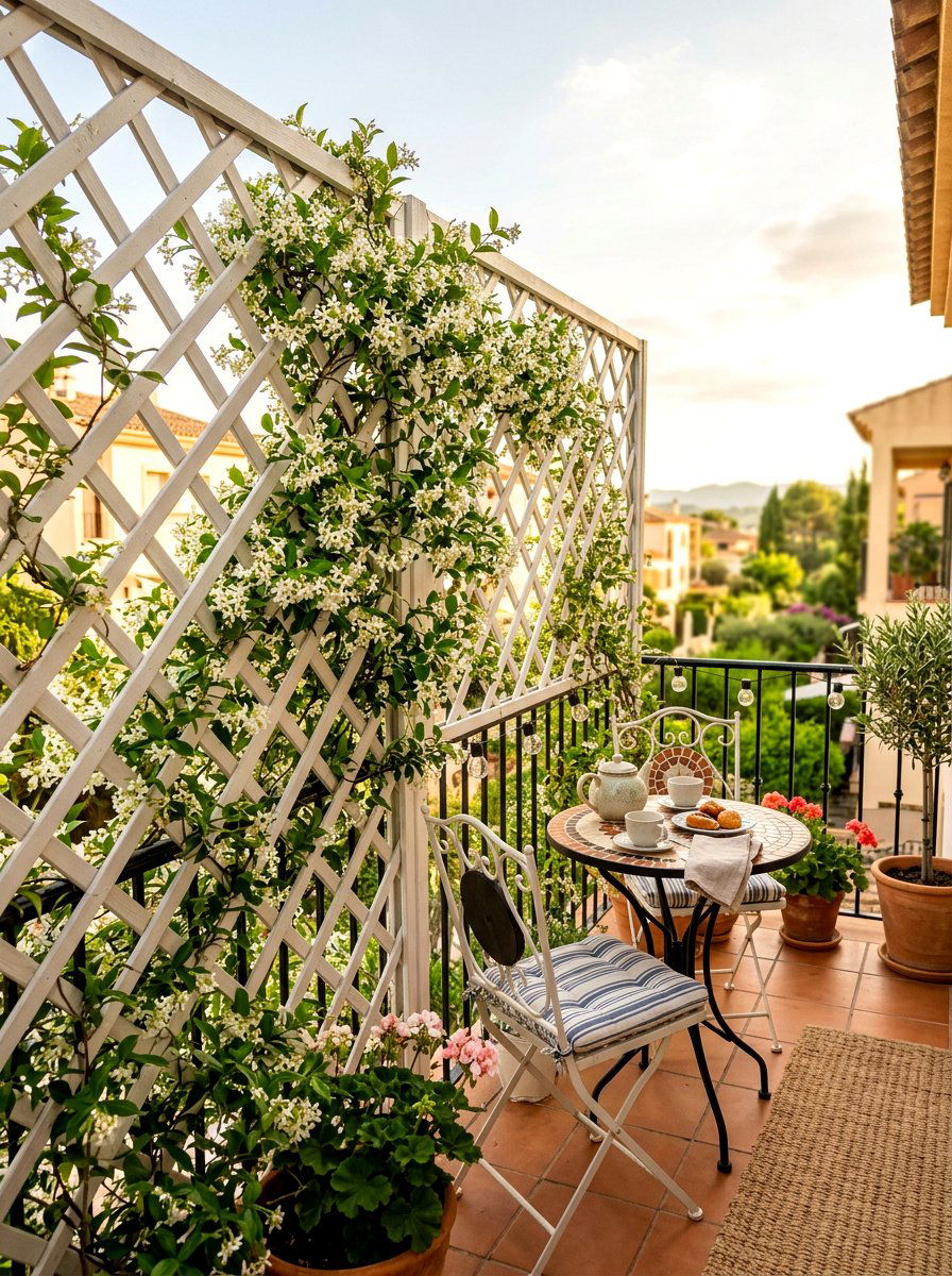 Privacy Lattice For Balcony - 30 balcony cafe apartment ideas