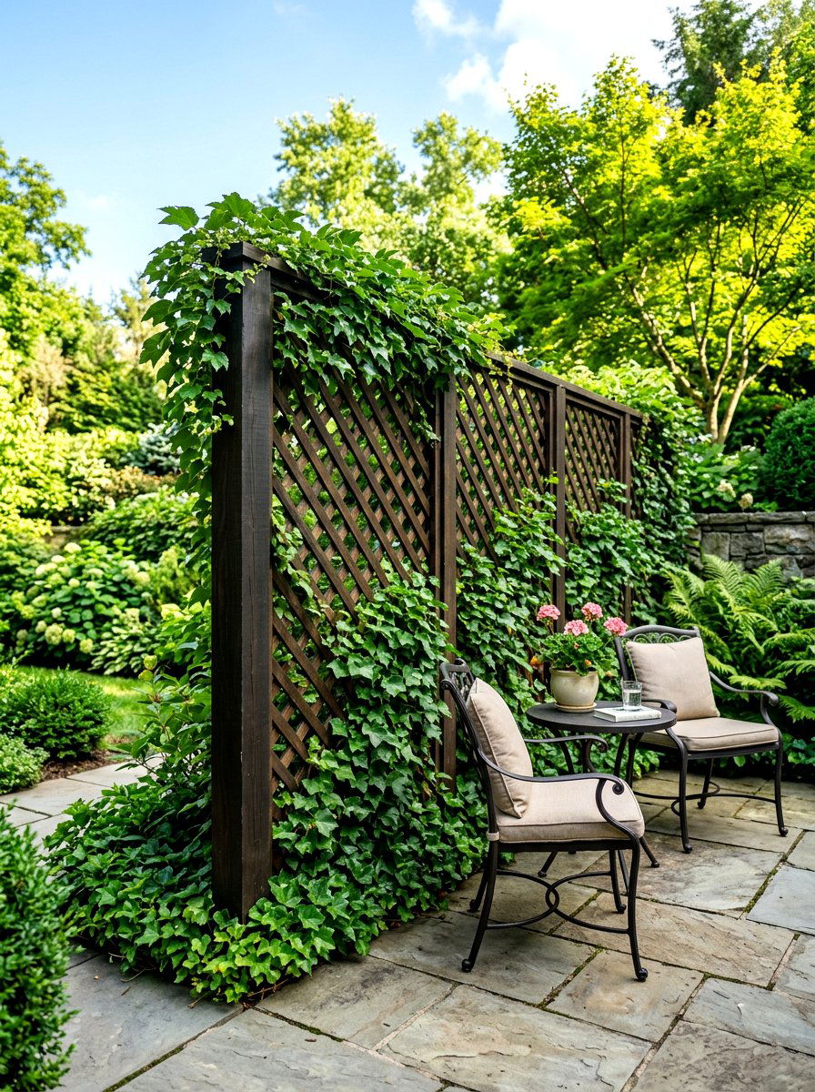 Privacy Lattice Screen - 30 courtyard patio ideas