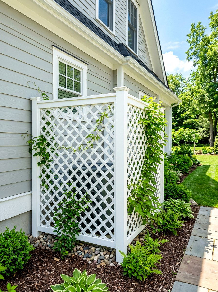 Privacy Lattice Screen - 30 low maintenance curb appeal ideas
