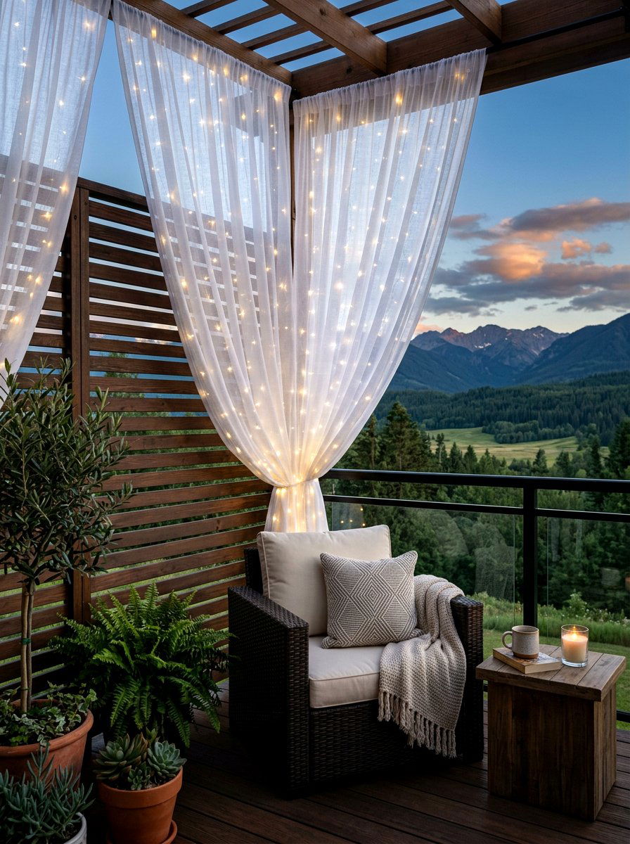 Privacy Light Curtains - 30 apartment patio mood lighting ideas