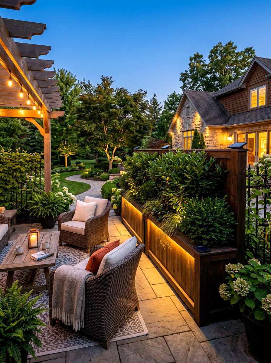Privacy Planter With Solar Lighting - 30 balcony privacy planter ideas