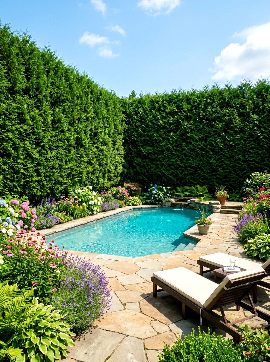 Privacy Pool Hedge - 30 pool garden ideas